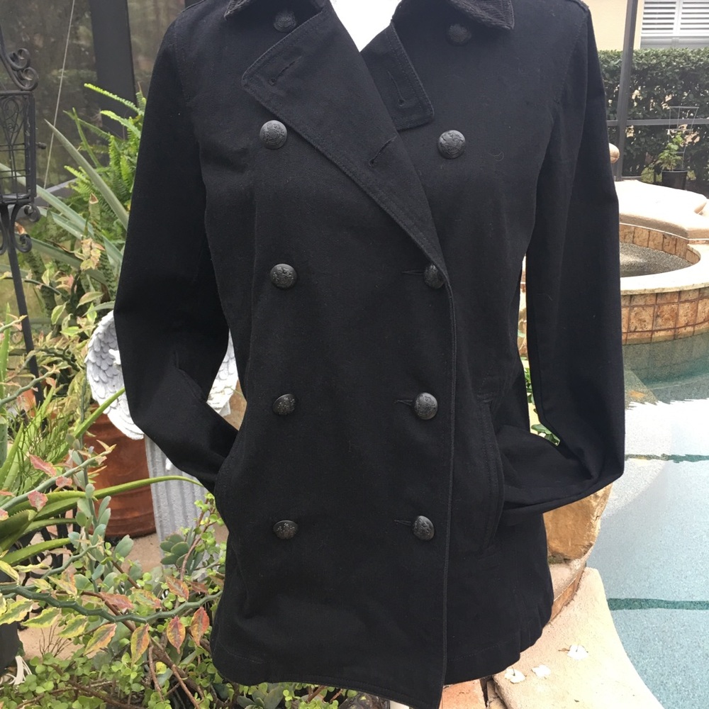 LRL RALPH LAUREN JEANS CO Peacoat Double Breasted Military-Style Jacket Sz 8